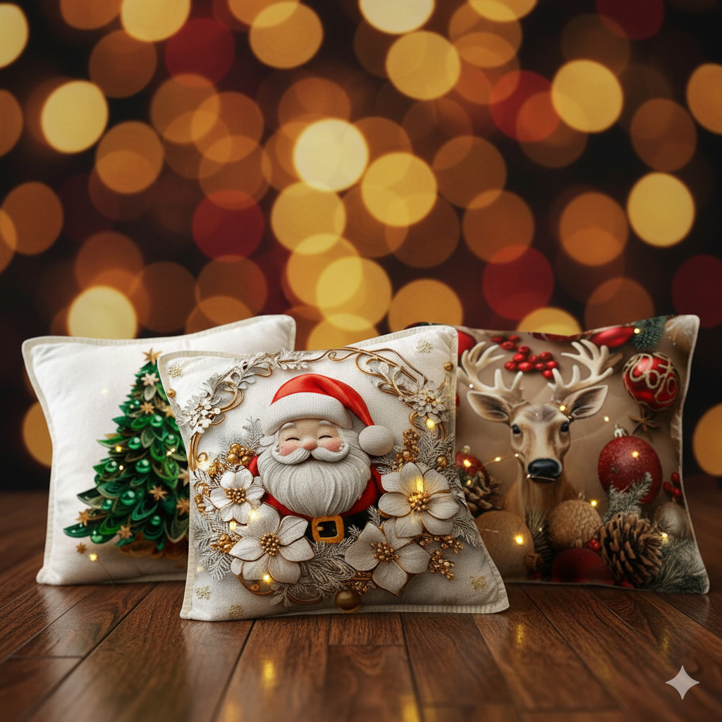 🎄 set x 4 Fundas Navideñas con Luces LED Integradas.✨ Ilumina tu hogar con el espíritu de la Navidad ✨