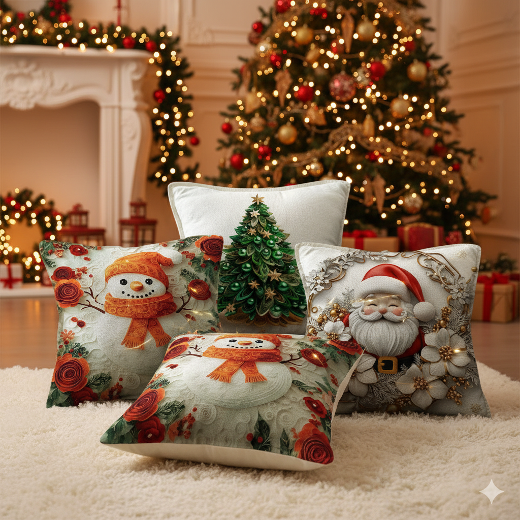🎄 set x 4 Fundas Navideñas con Luces LED Integradas.✨ Ilumina tu hogar con el espíritu de la Navidad ✨