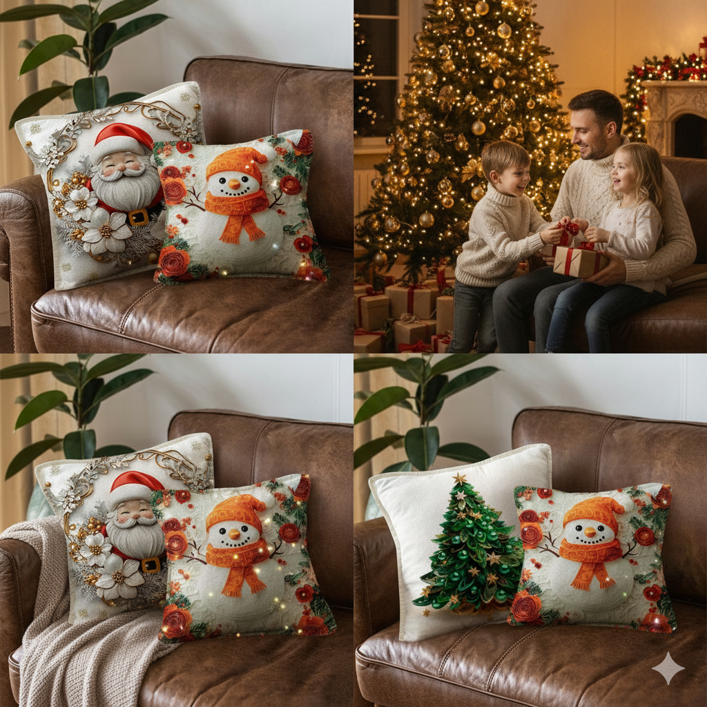 🎄 set x 4 Fundas Navideñas con Luces LED Integradas.✨ Ilumina tu hogar con el espíritu de la Navidad ✨