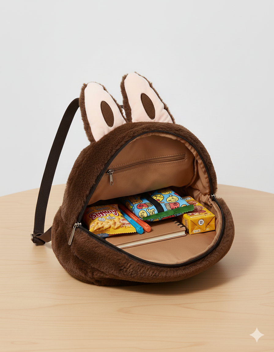 Morral Labubu 3D – Felpa Kawaii con Estilo Propio