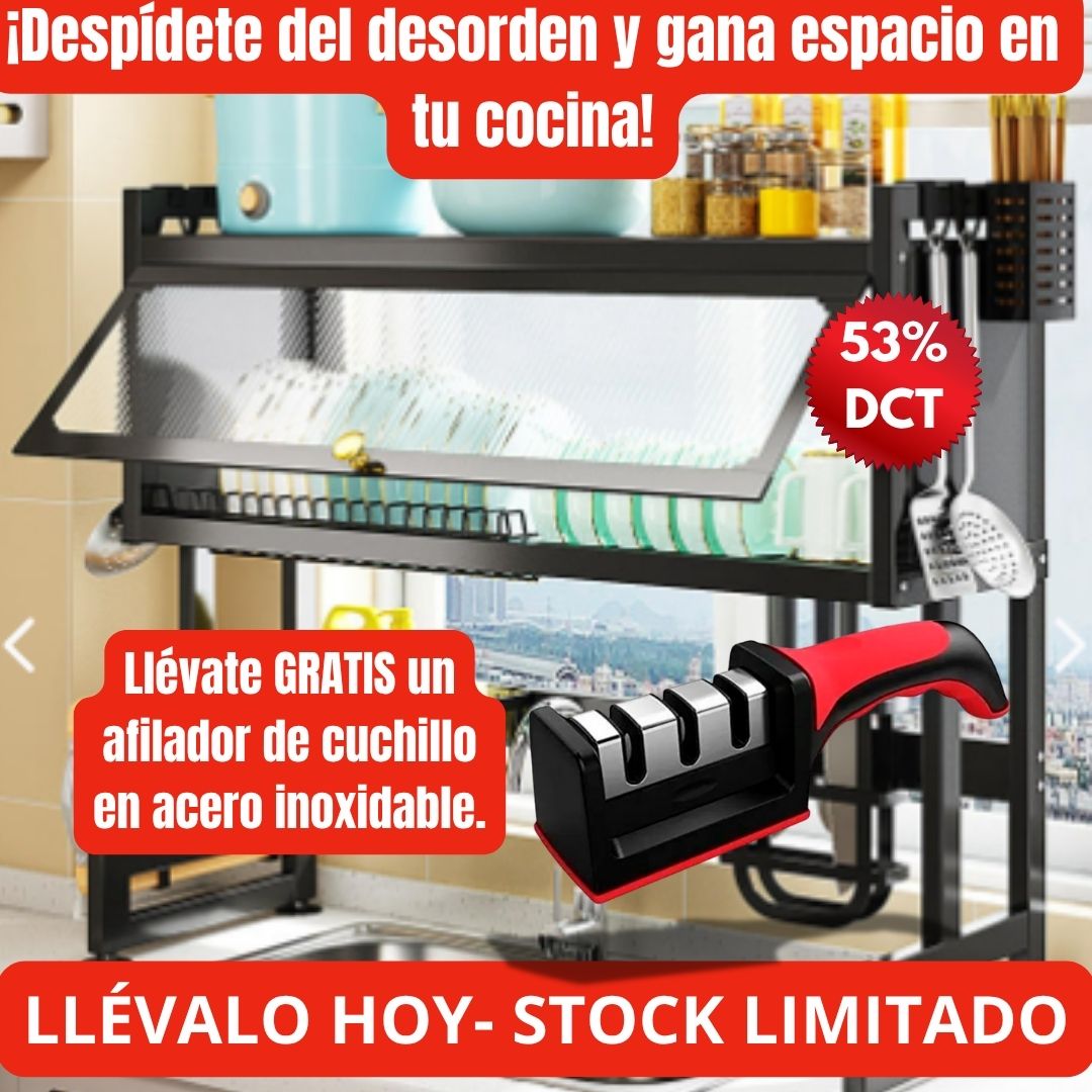 Escurridor Multifuncional Vertical 65cm tapa. 🎁Lleva GRATIS un afilador de cuchillos.🎁