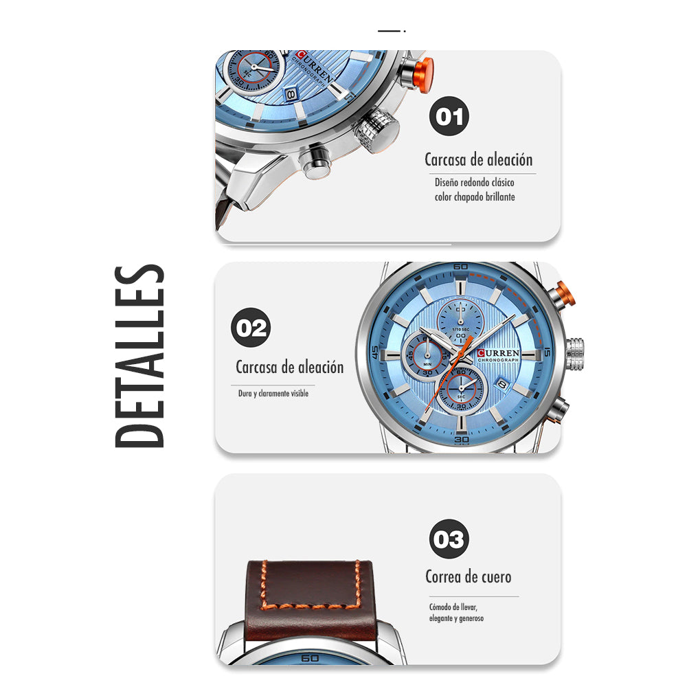 Reloj Curren® 8291 para Hombre – Pulso de Cuero Elegante.