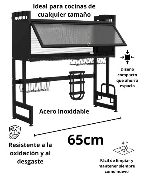 Escurridor Multifuncional Vertical  65cm tapa. 🎁Lleva GRATIS un afilador de cuchillos.🎁
