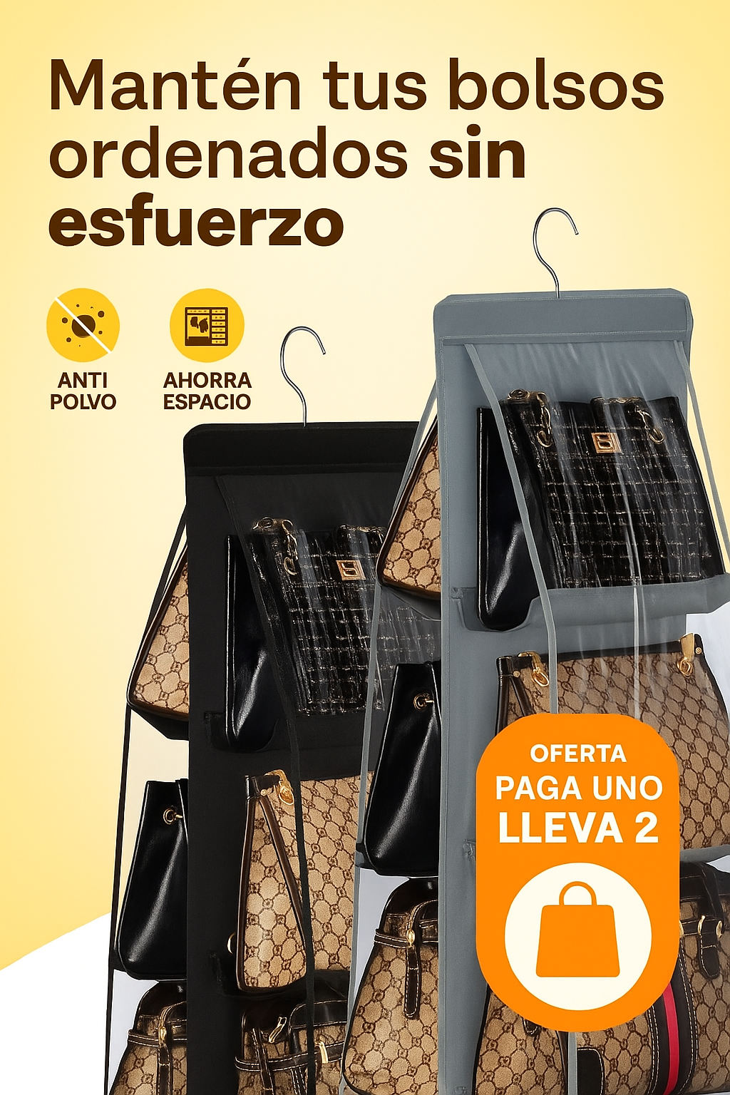 Organizador Colgante de Bolsos – Ordena tu closet en minutos y gana espacio sin esfuerzo.
