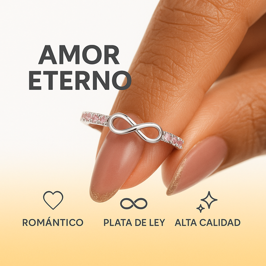 Anillo Infinito Plata Circonia +CAJA LUJO