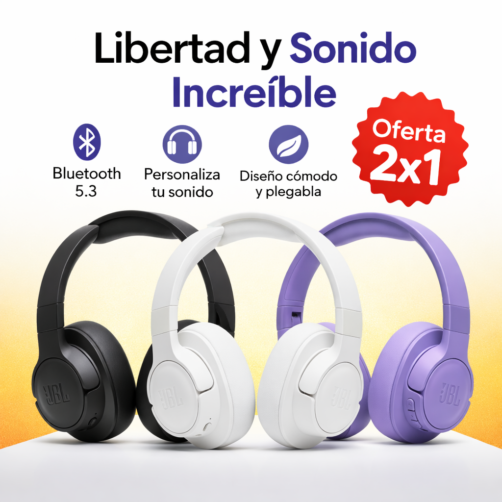Audífonos Bluetooth Inalámbricos Plegables – Sonido Envolvente y Comodidad Total (2x1)