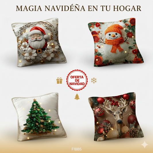 🎄 set x 4  Fundas Navideñas con Luces LED Integradas.✨ Ilumina tu hogar con el espíritu de la Navidad ✨
