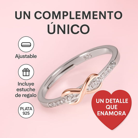 Anillo Infinito Plata Circonia + CAJA LUJO