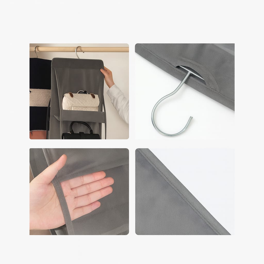 Organizador Colgante de Bolsos – Ordena tu closet en minutos y gana espacio sin esfuerzo.
