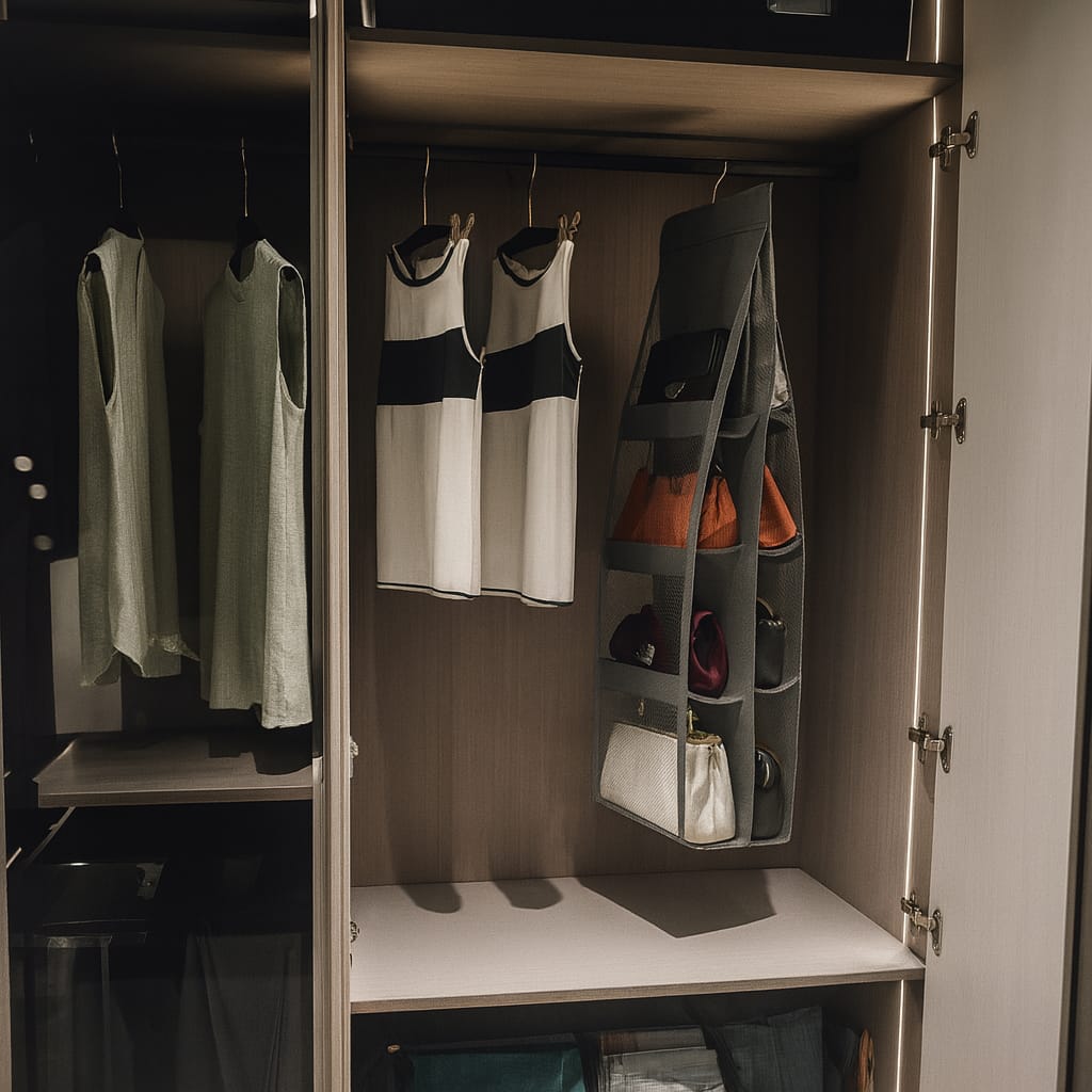 Organizador Colgante de Bolsos – Ordena tu closet en minutos y gana espacio sin esfuerzo.